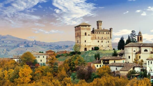 Barolo castle among vineyards wine tour