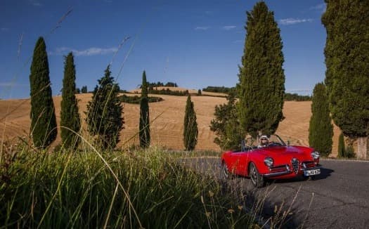 vintage car tuscany driving