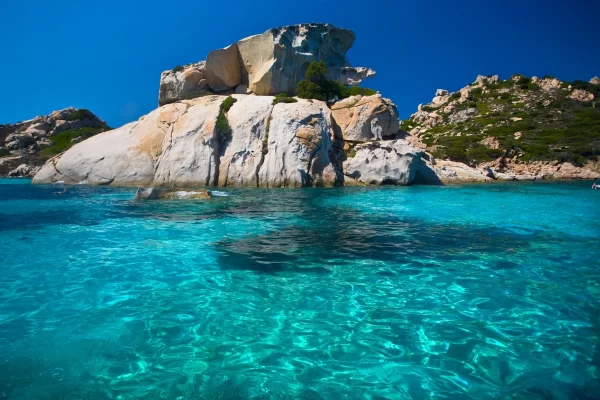 la maddalena archipelago sardinia luxury private boat tour turquoise water rocky cliffs