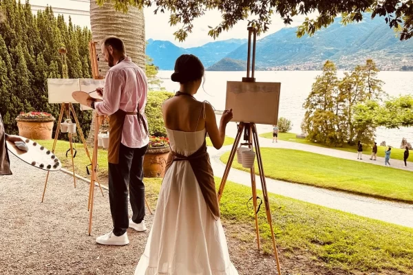 lake como watercolor painting outdoor art class